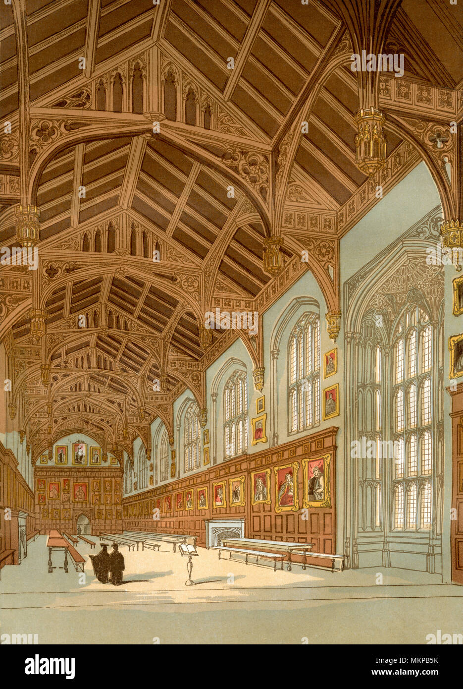 Christ Church Hall, Oxford University, Oxford, England. King Charles I held  his Parliament in the Great Hall during the English Civil War. From Old  England: A Pictorial Museum, published 1847 Stock Photo 