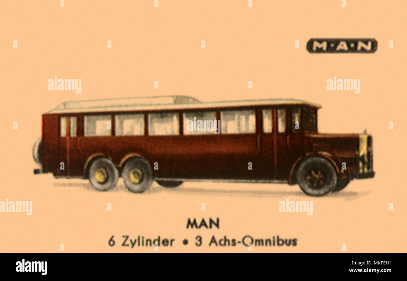 1928 M.A.N. 6-Cylinder 3 Axle Bus Stock Photo