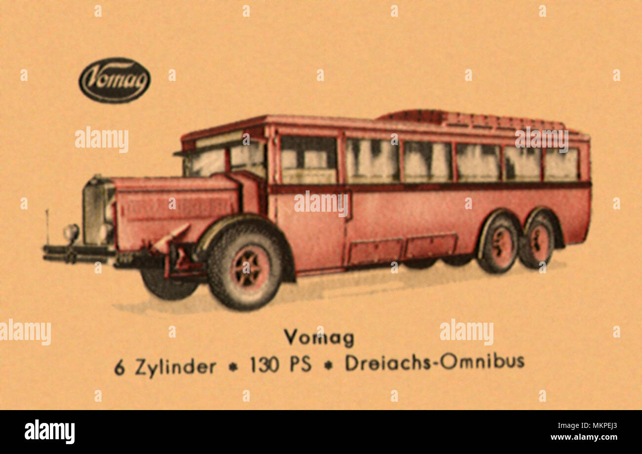 1928 Vomag 6-Cylinder 3 Axle 40 Passenger Bus Stock Photo