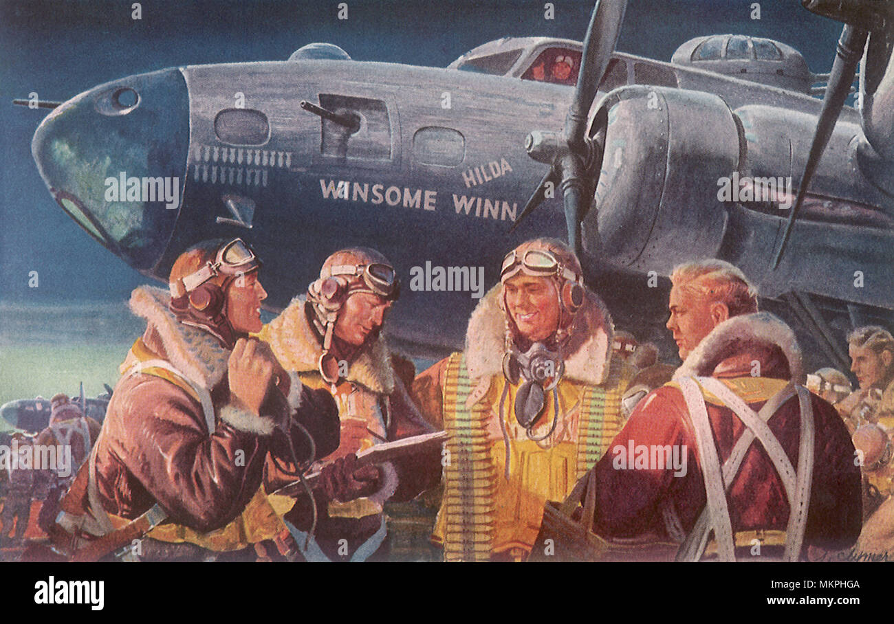 American Airmen and B-17 Flying Fortress Stock Photo