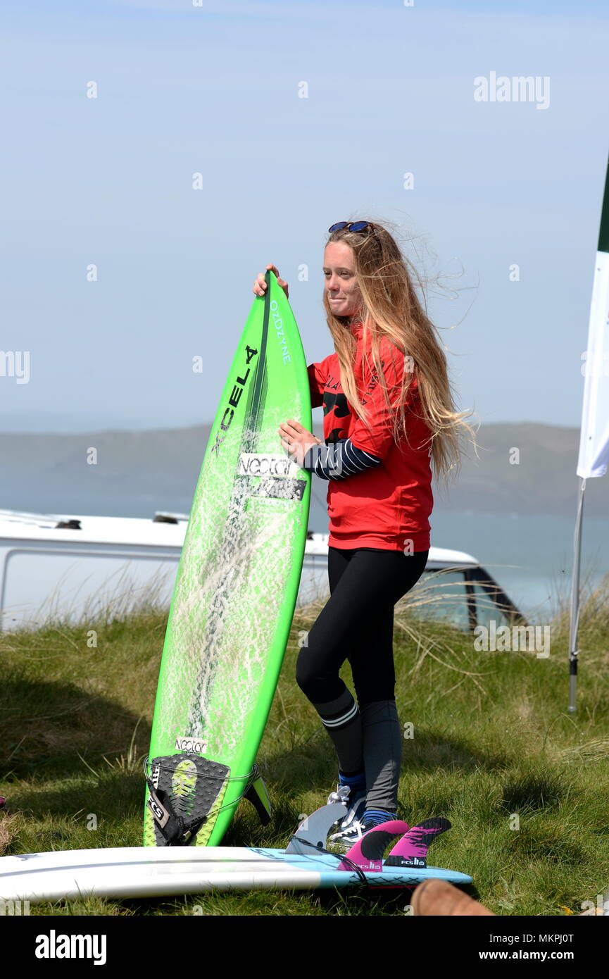 Welsh National surfing championships 2018 Freshwater West, Pembroke Stock Photo