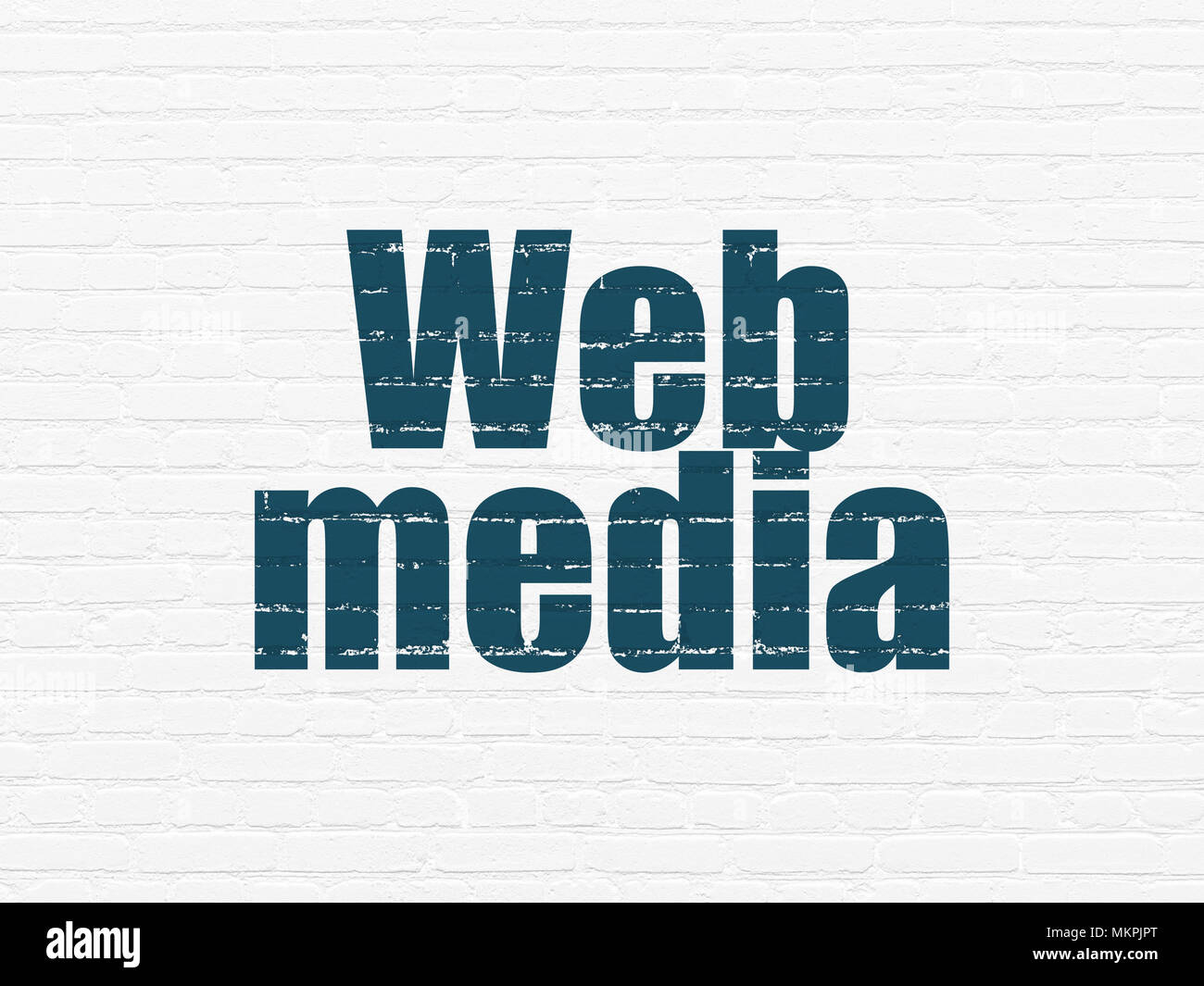 Web development concept: Painted blue text Web Media on White Brick wall background Stock Photo