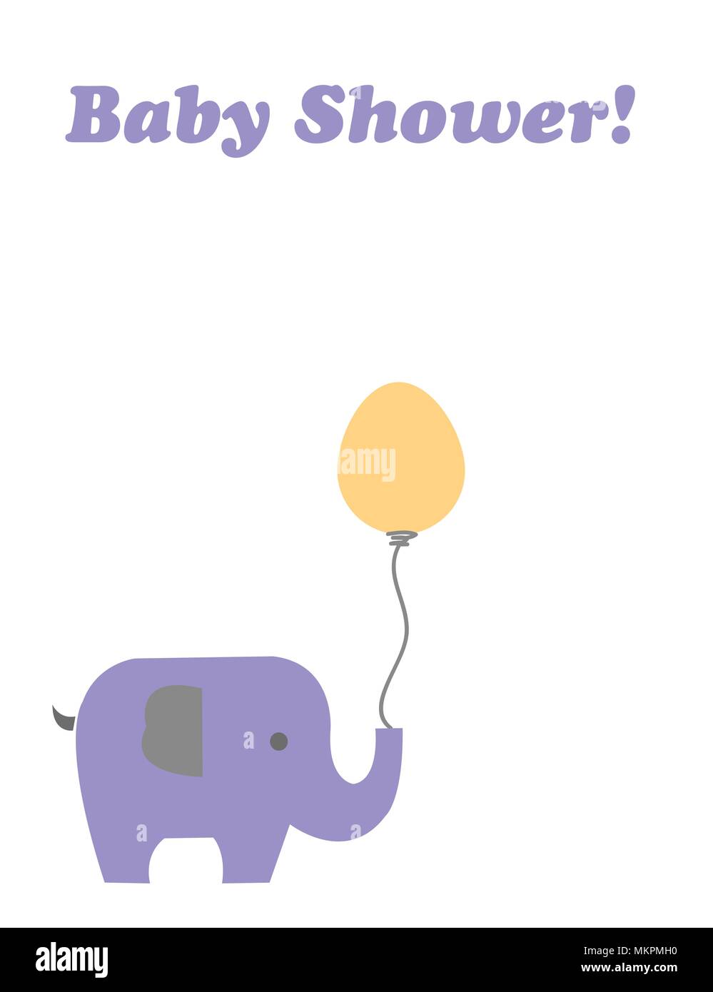 baby shower card with elephant cartoon holding a balloon Stock Vector ...