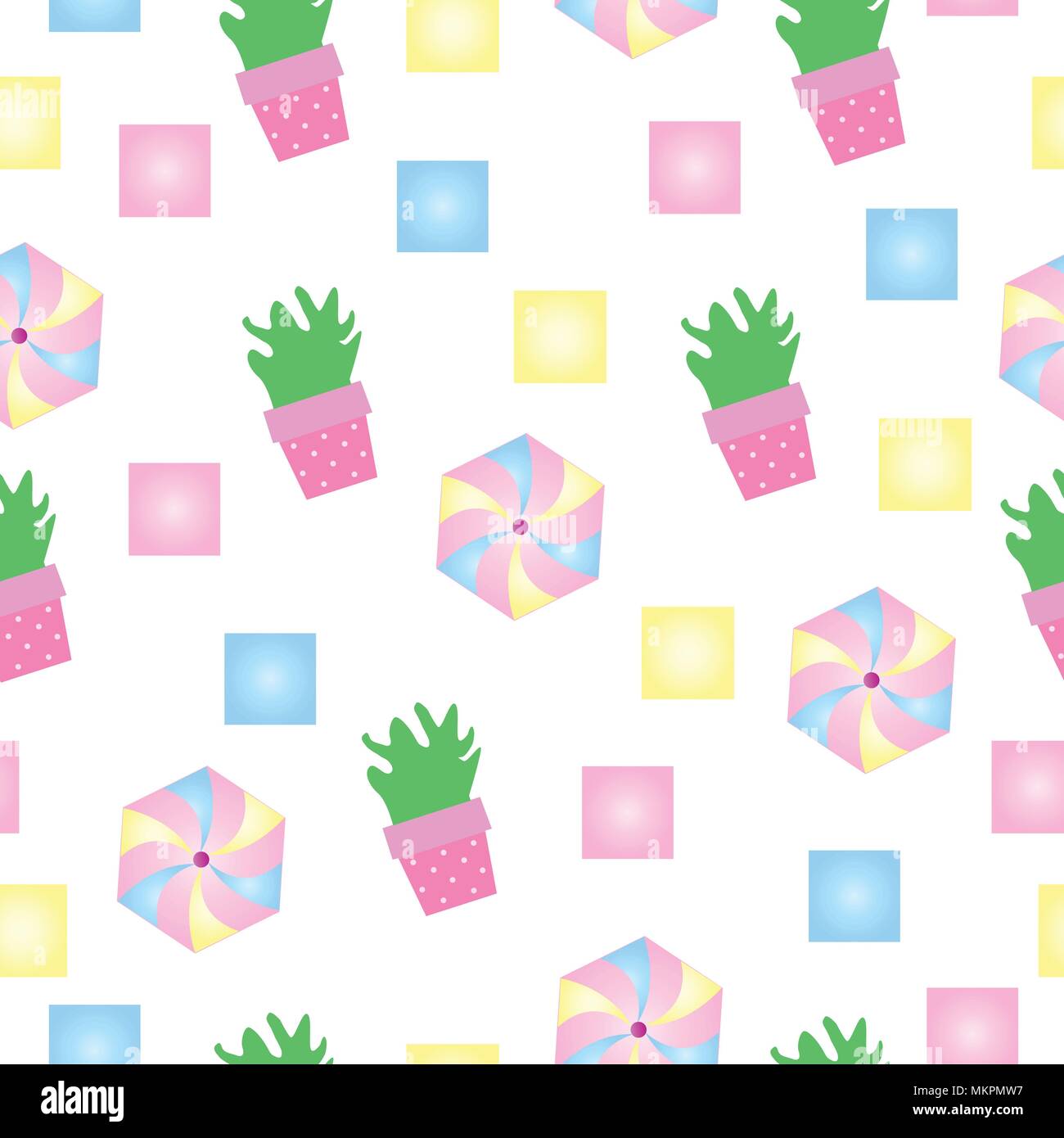 seamless pattern with cactus and colorful shapes vector Stock Vector ...