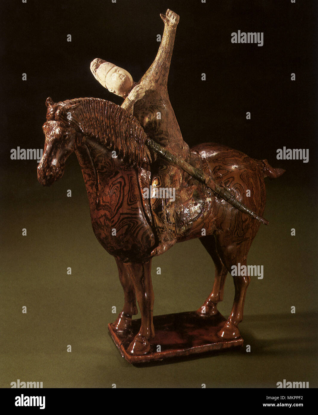 Statuette of a Hunter on Horseback Stock Photo
