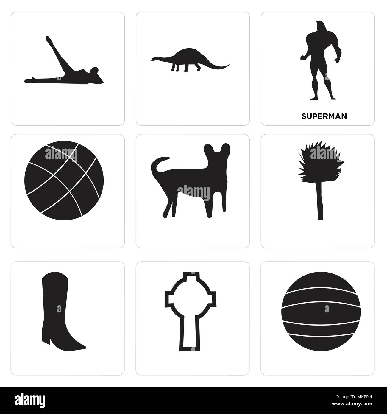 Set Of 9 simple editable icons such as superman, , can be used for ...