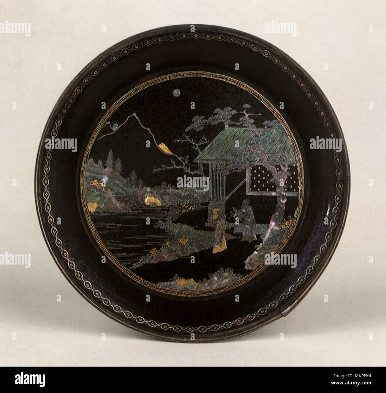 Plate in Black Lacquer Stock Photo Alamy