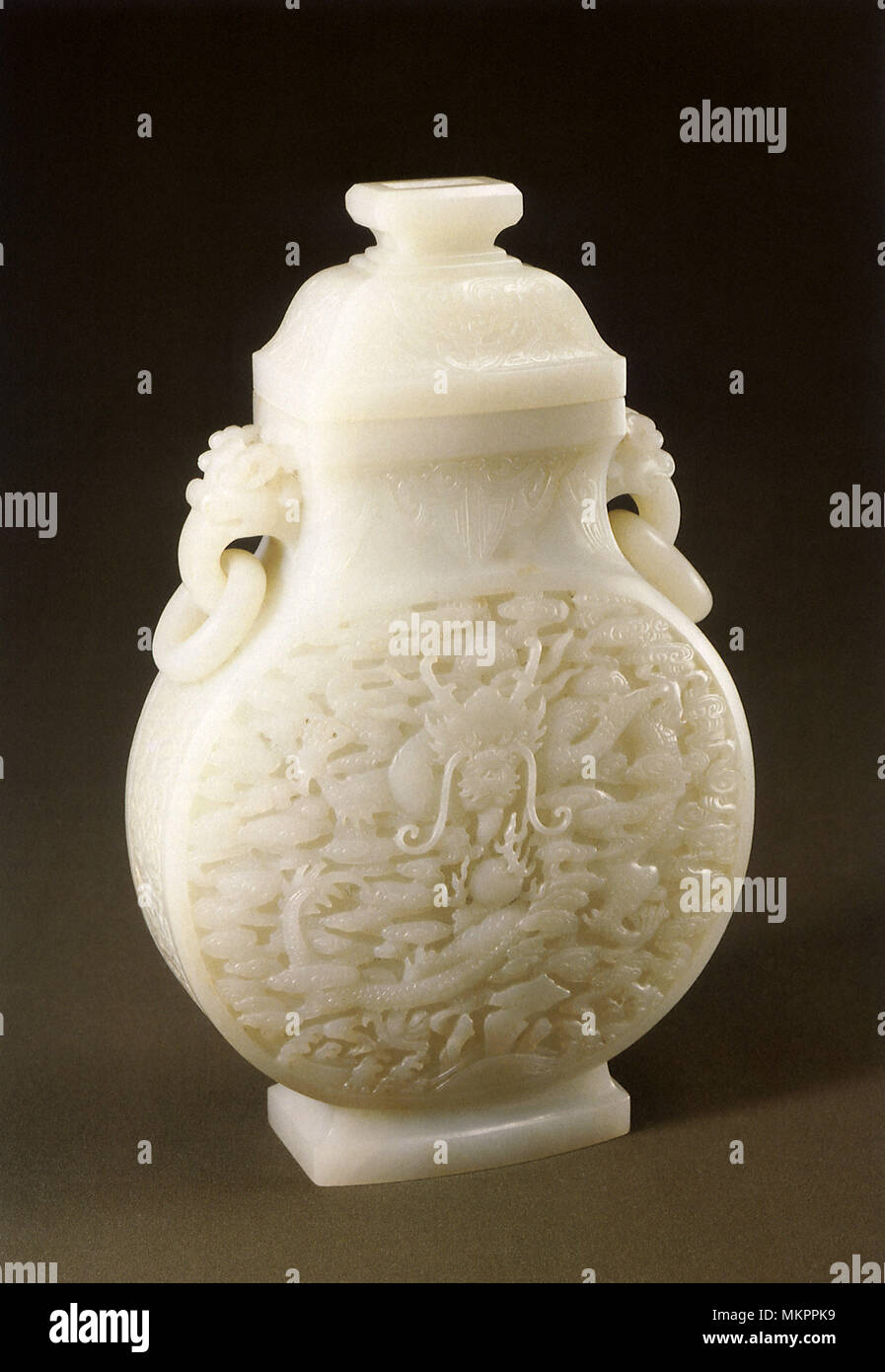 Vase decorated with Motifs of Clouds and Dragons Stock Photo