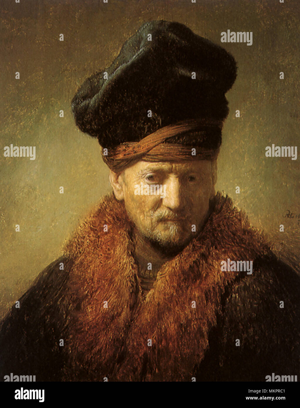 An Old man with a Tall Fur Cap Stock Photo - Alamy
