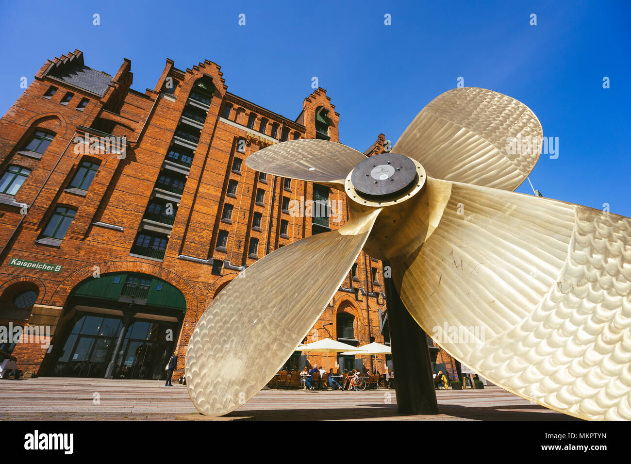 Hamburg, Germany May 17, 2018 Giant fourblade ship propeller in
