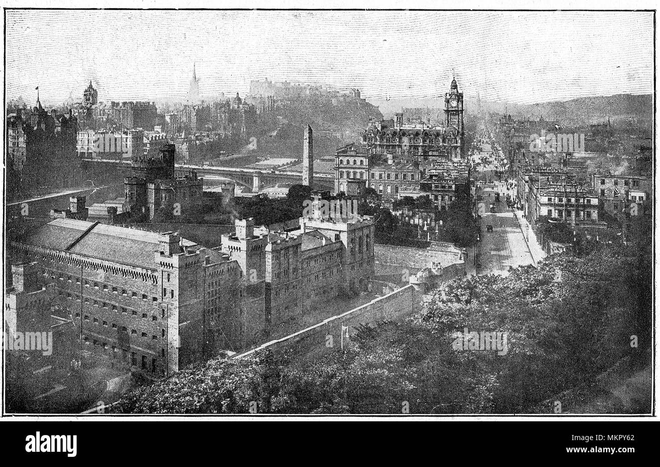 An old printed image of Edinburgh, Scotland in 1914 Stock Photo