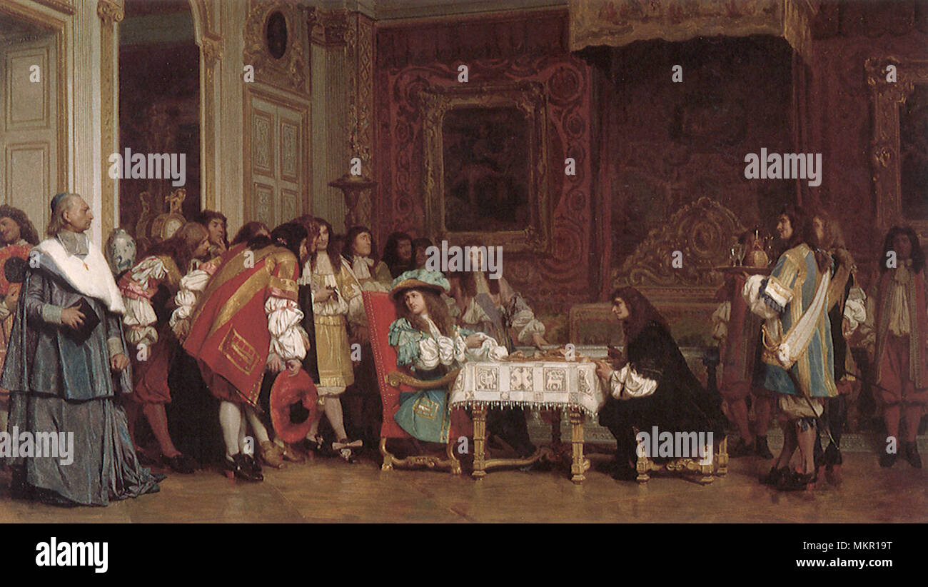 Molière Breakfasting with Louis XIV Stock Photo