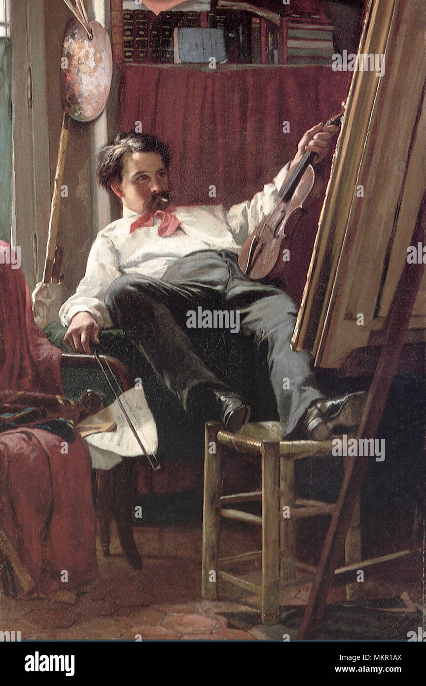 Self-portrait of the Artist in his Studio Stock Photo