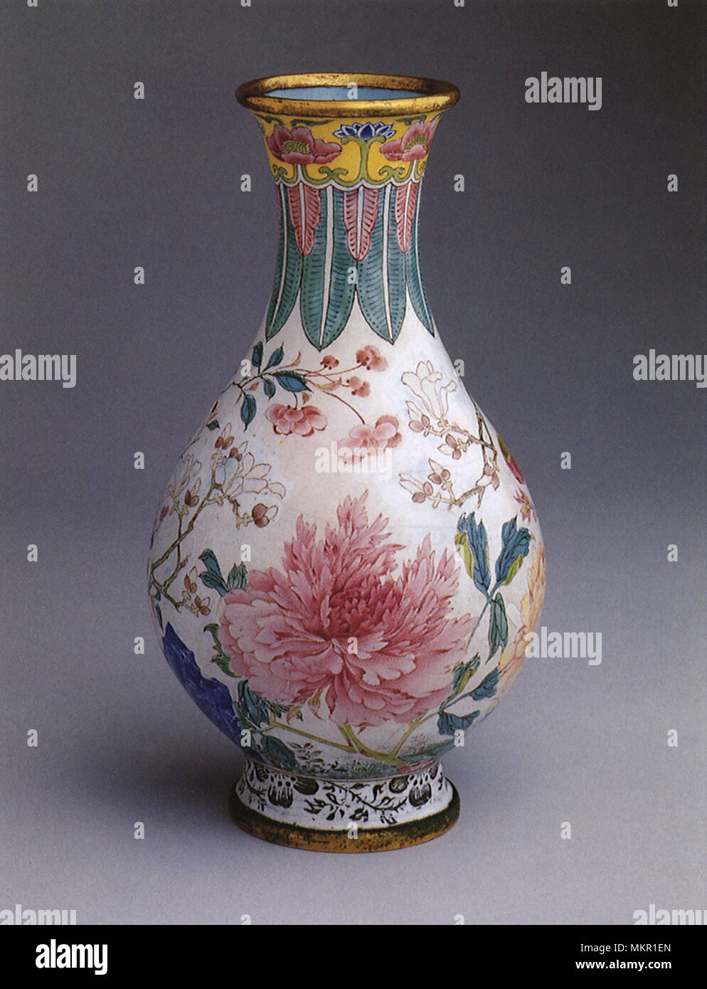 Painted Enamel Vase, Ch'ing Dynasty Stock Photo