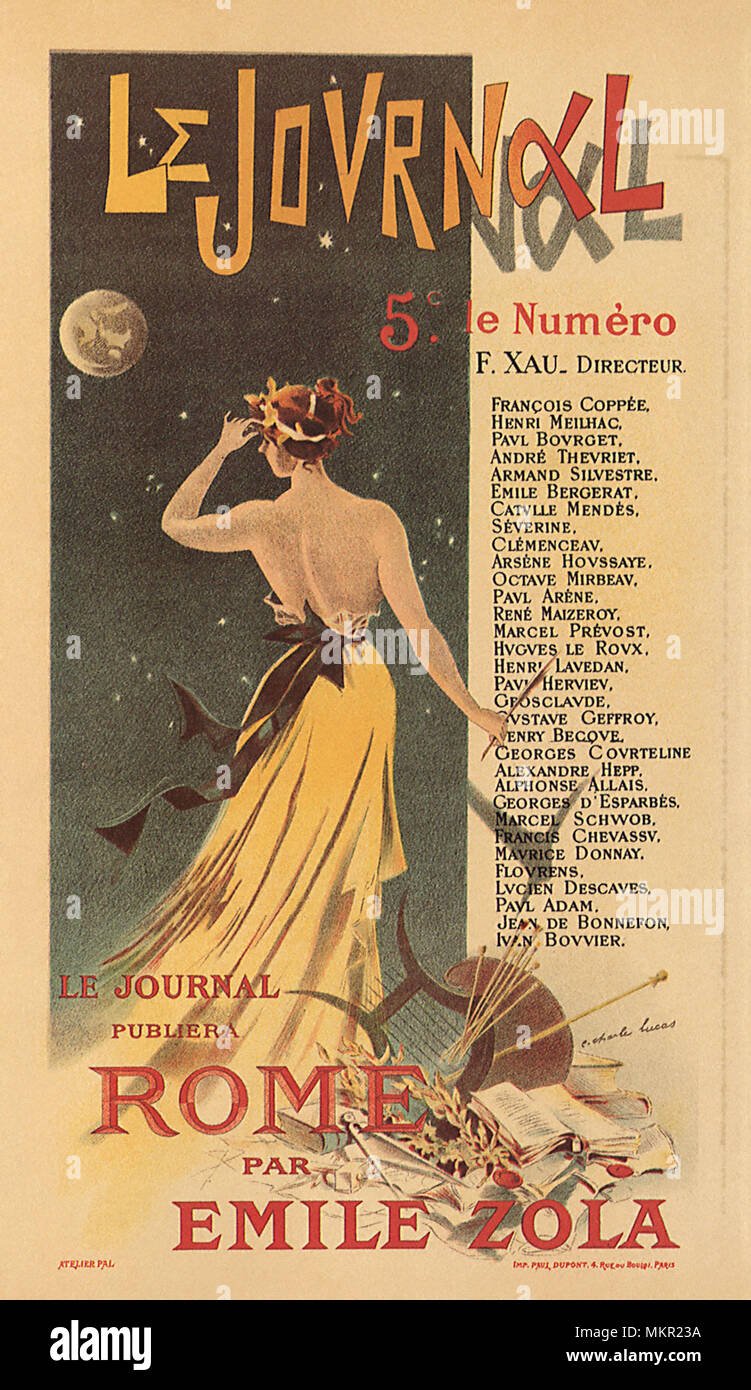 Cover of Le Journal with Lady Under Night Sky with Lyre Stock Photo