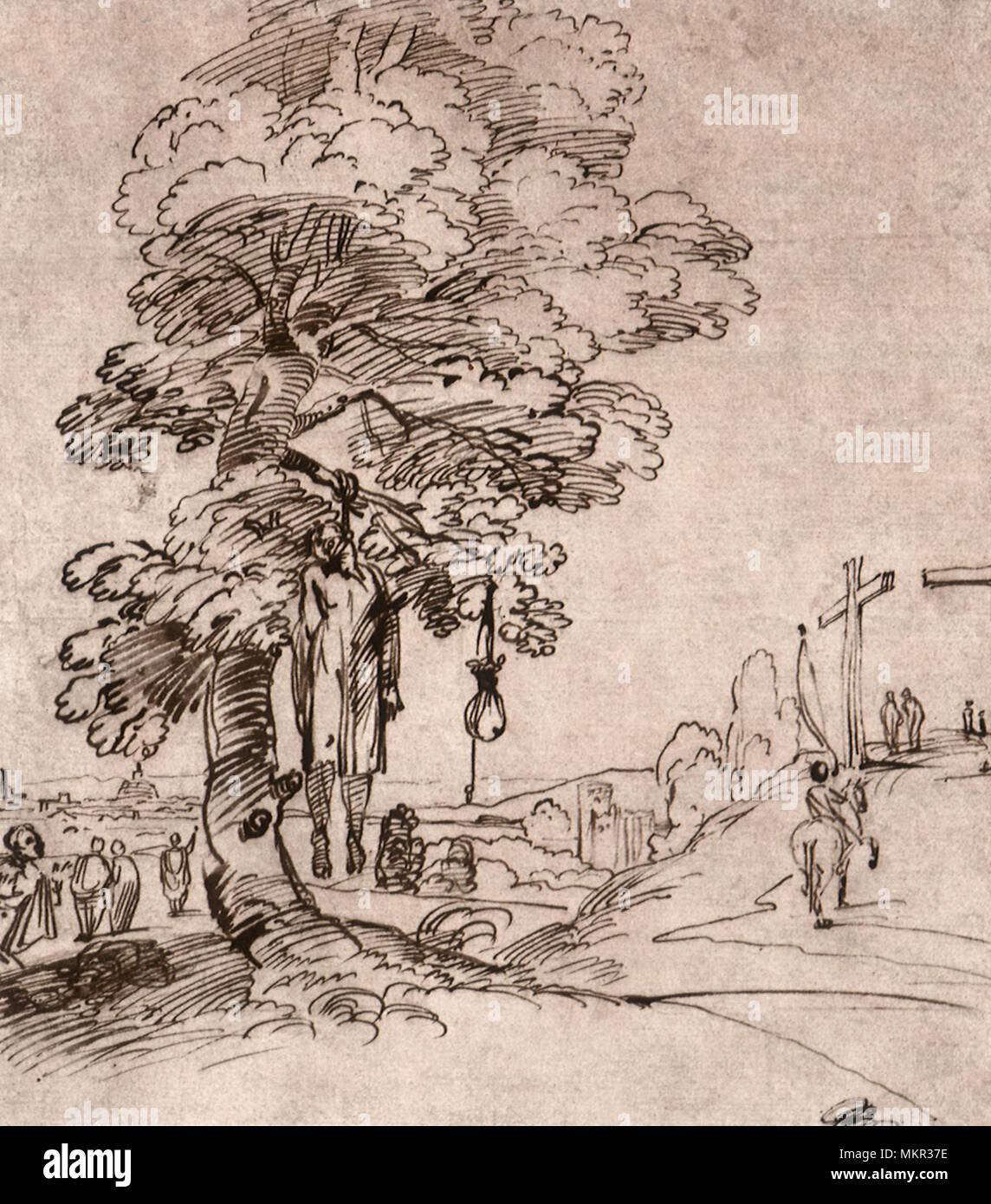 Landscape with Judas Hanged Stock Photo