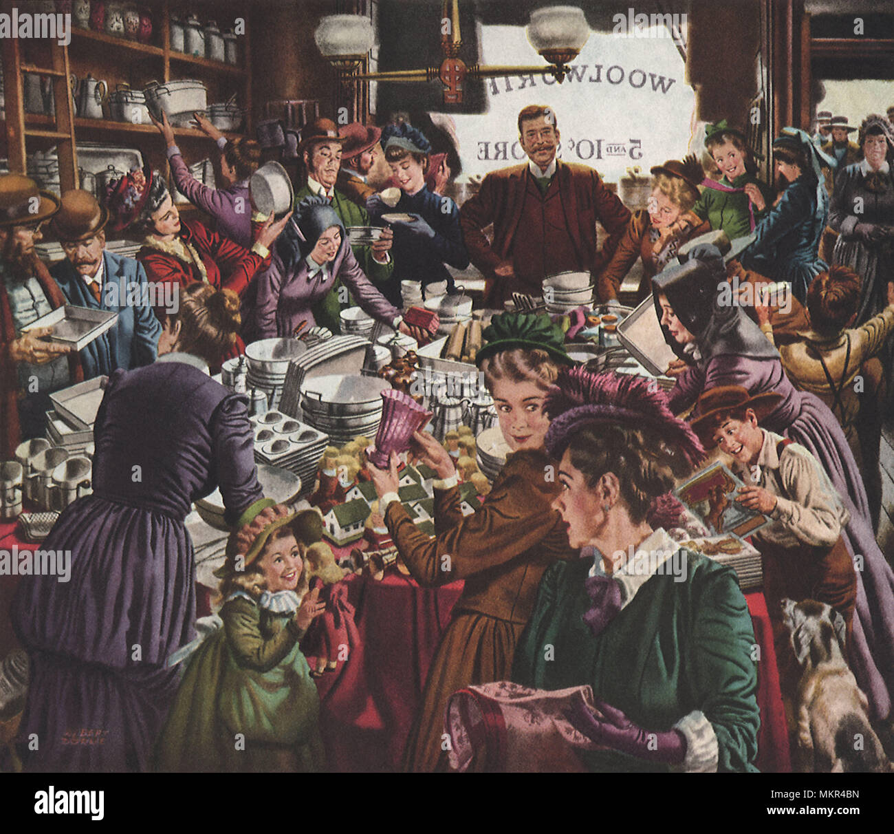 Shoppers at Early Five and Dime Store Stock Photo Alamy