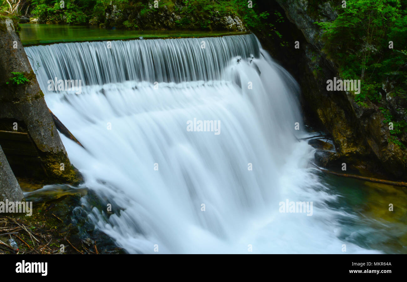 The Vintgar gorge - waterfall cascades Stock Photo