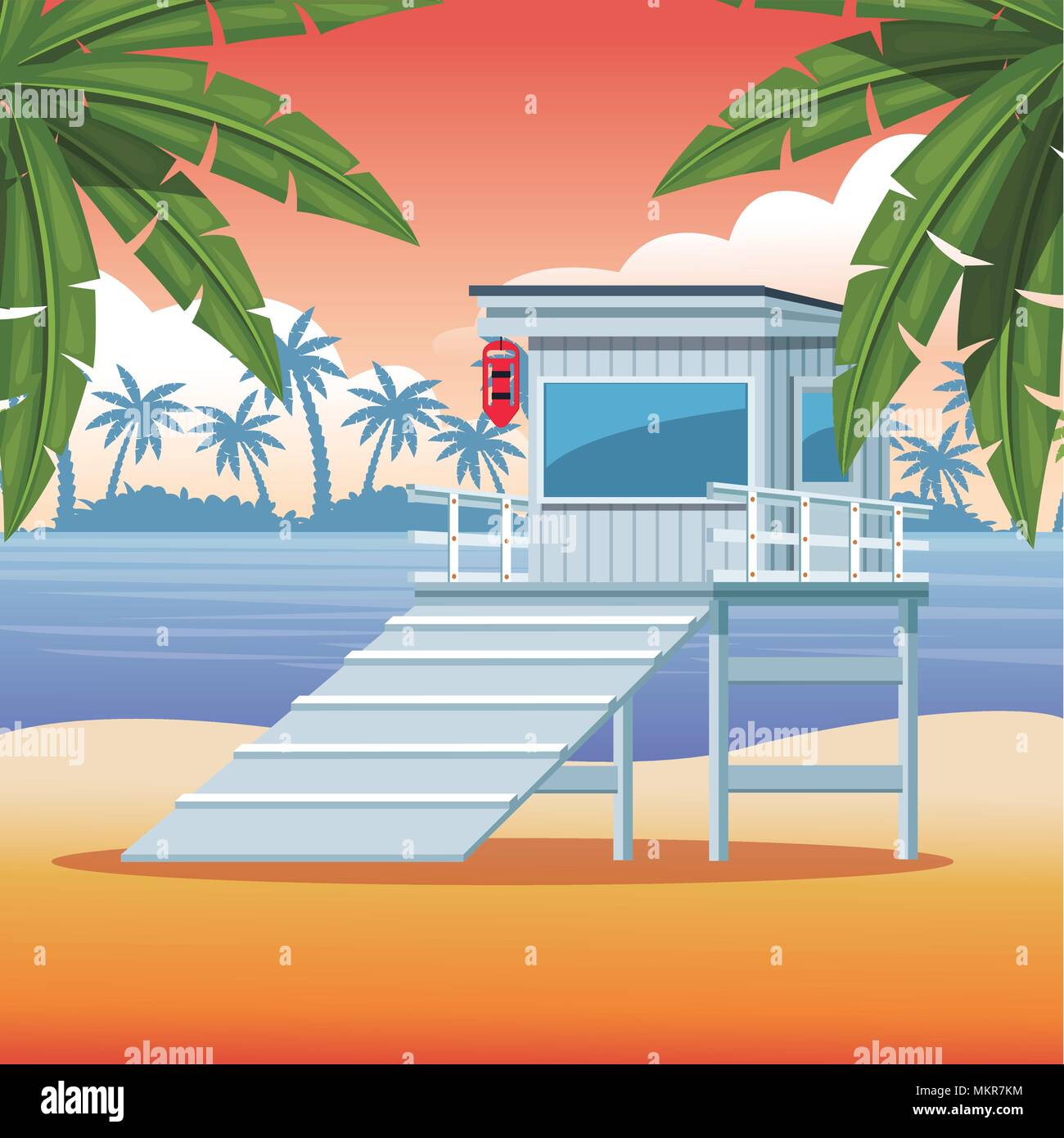 Summer season beach sea sand house Stock Vector Images - Alamy