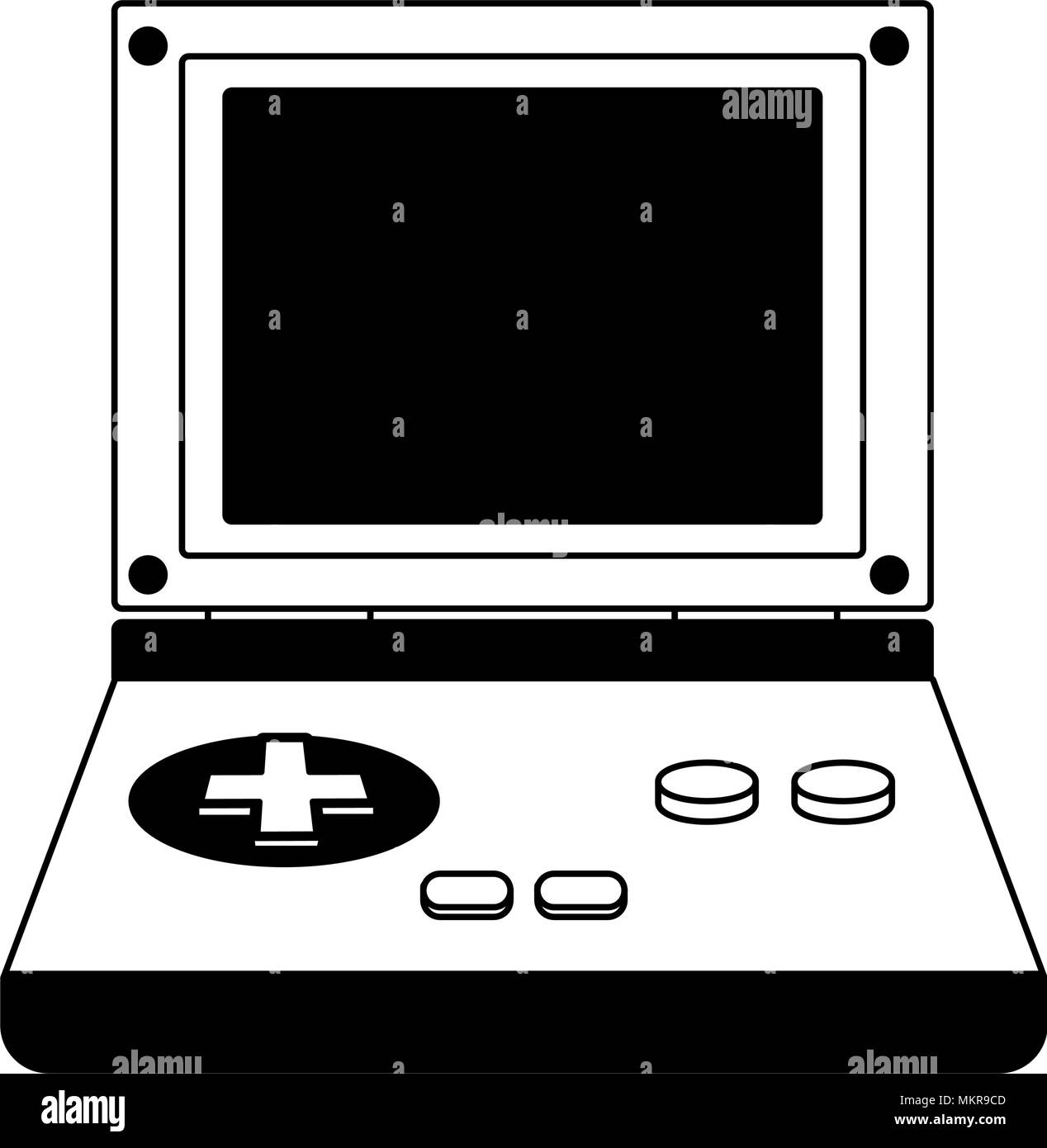 Portable videogame console technology on black and white Stock Vector ...