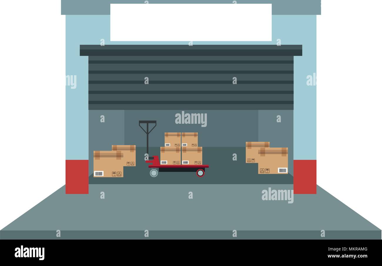 Warehouse with boxes and handtruck Stock Vector Image & Art - Alamy
