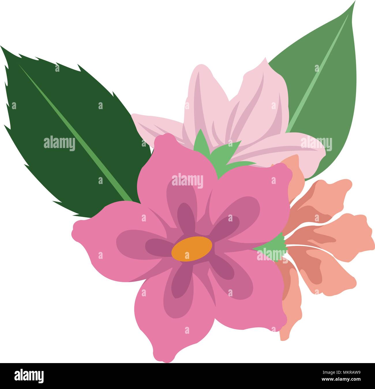 Beautiful flowers with leaves Stock Vector Image & Art - Alamy