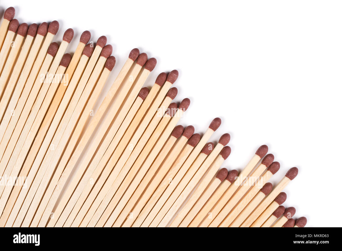 Matches in a row on white background. Stock Photo
