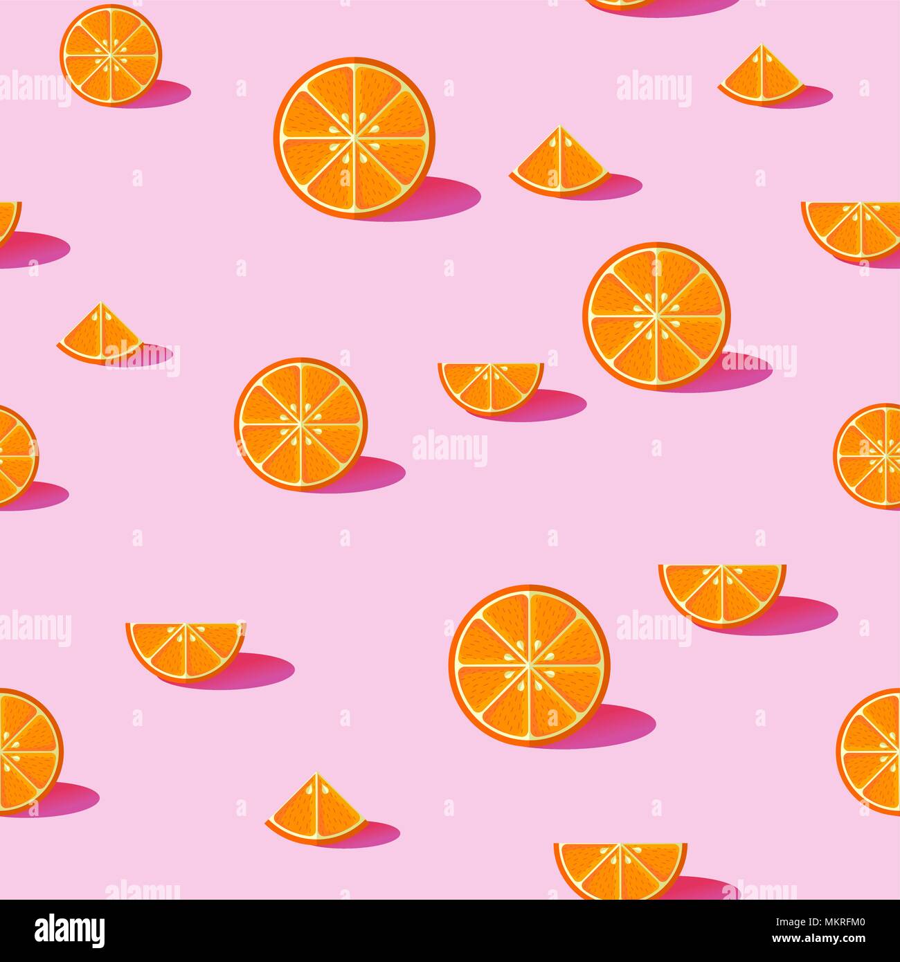 Seamless pattern of delicious orange fruit. Summer season food ...