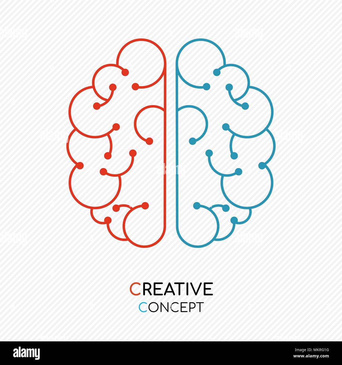 Creative thinking concept illustration of human brain in modern outline style. EPS10 vector. Stock Vector