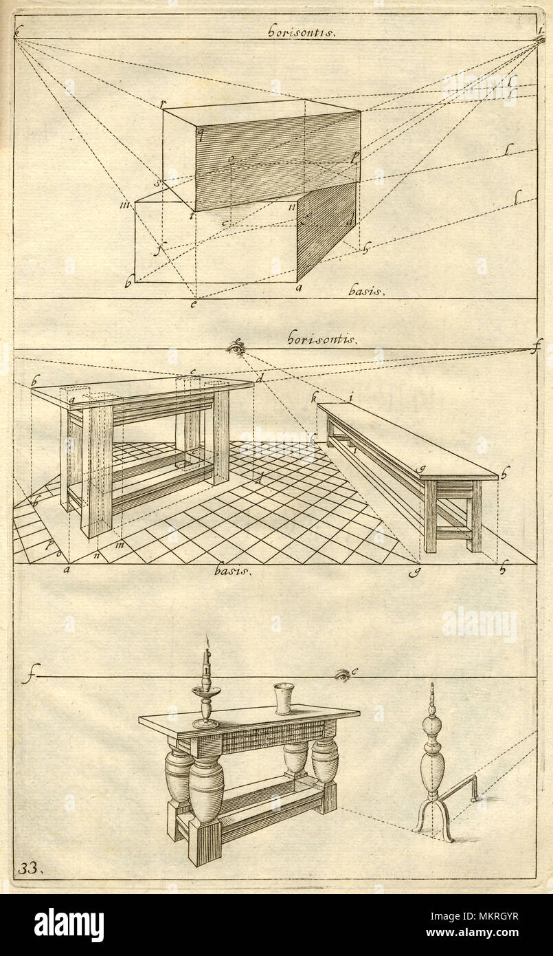 Perspective drawing of table and bench Stock Photo Alamy