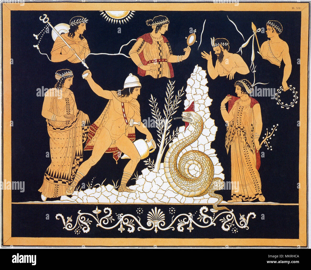Etruscan Vase painting Stock Photo