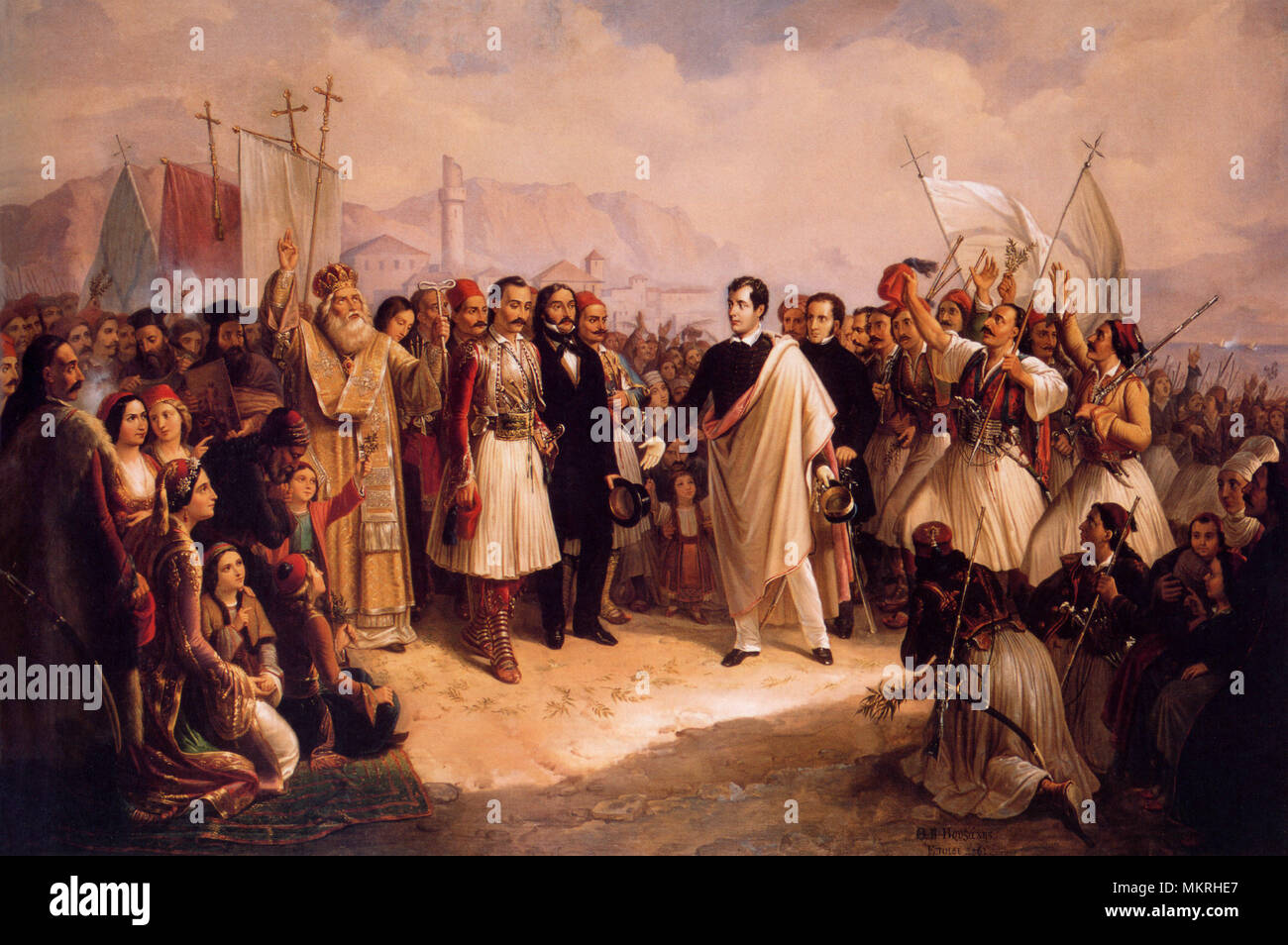 Arrival of Lord Byron in Mesolongi Stock Photo