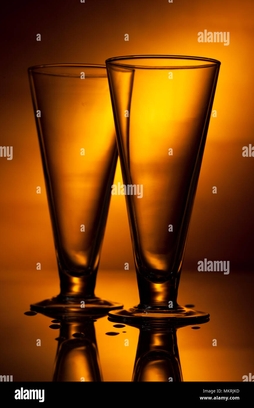 two empty glasses Stock Photo