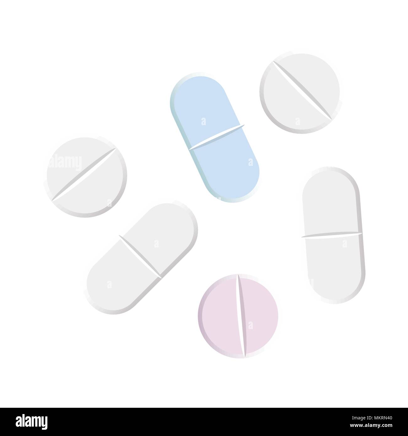 aspirin  pill set isolated on white background Stock Vector