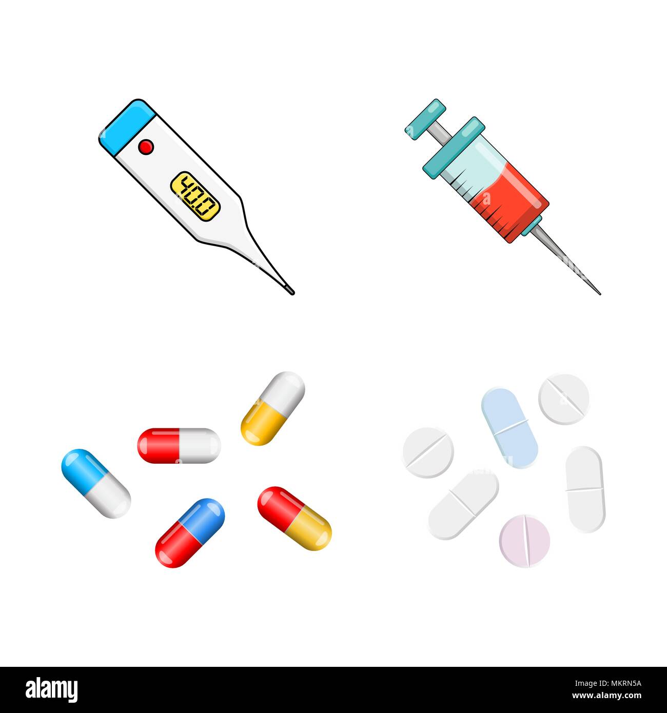 medical accessories set isolated on white background Stock Vector