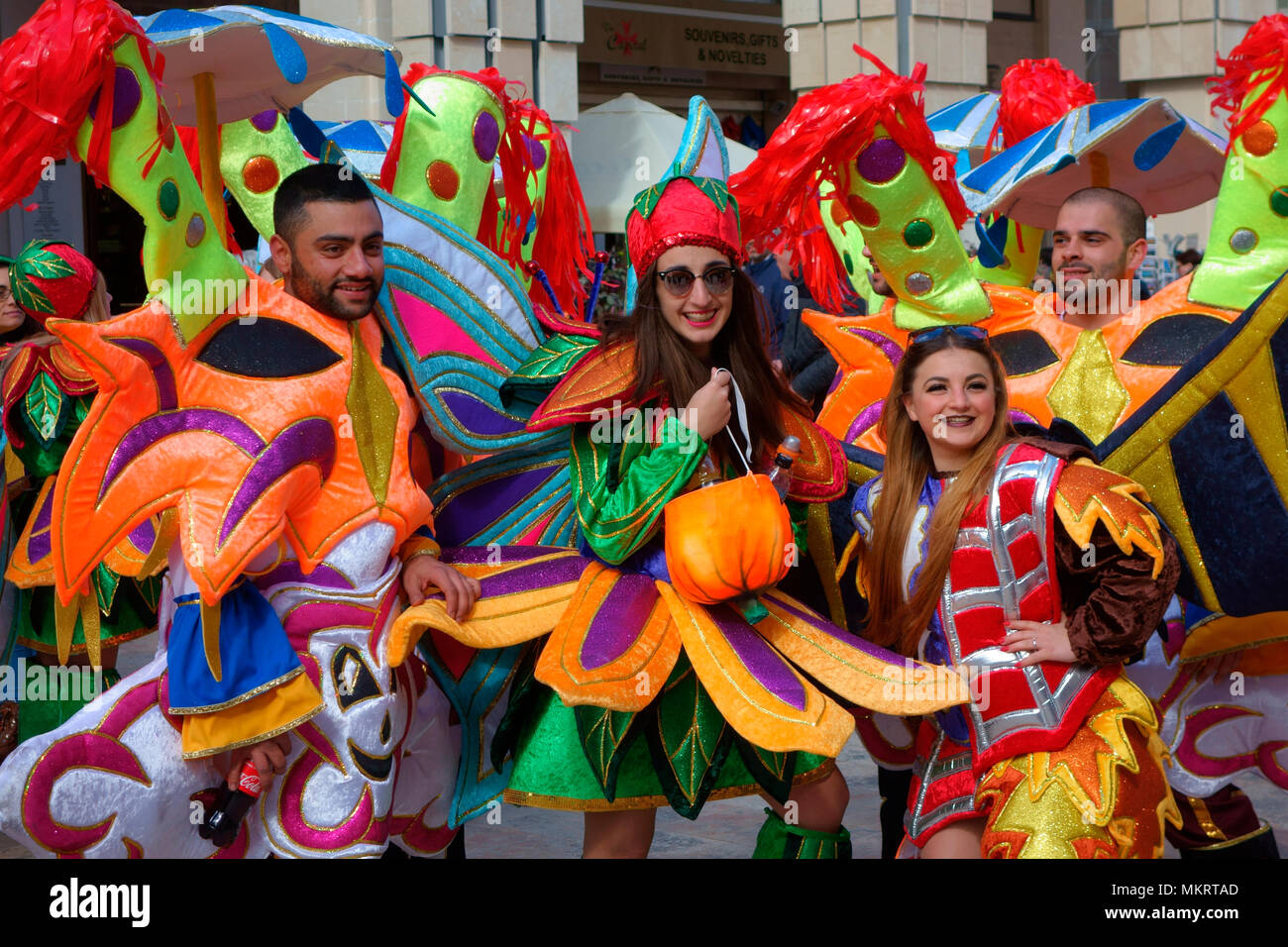 Beautiful carnival costumes during Carnival in Valletta, February 2018