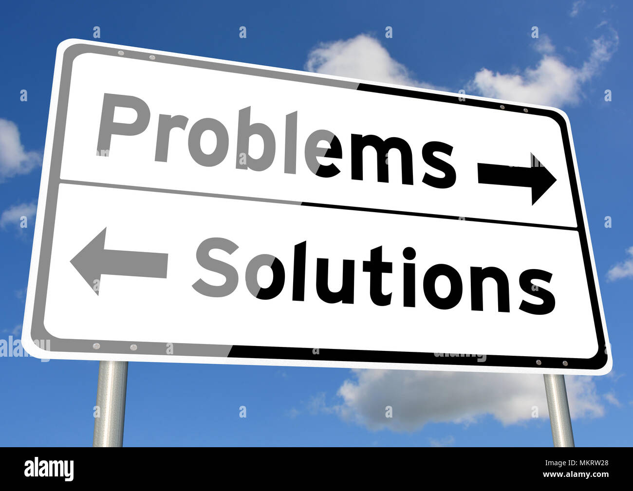 Problems versus Solutions choice signpost concept sky Stock Photo