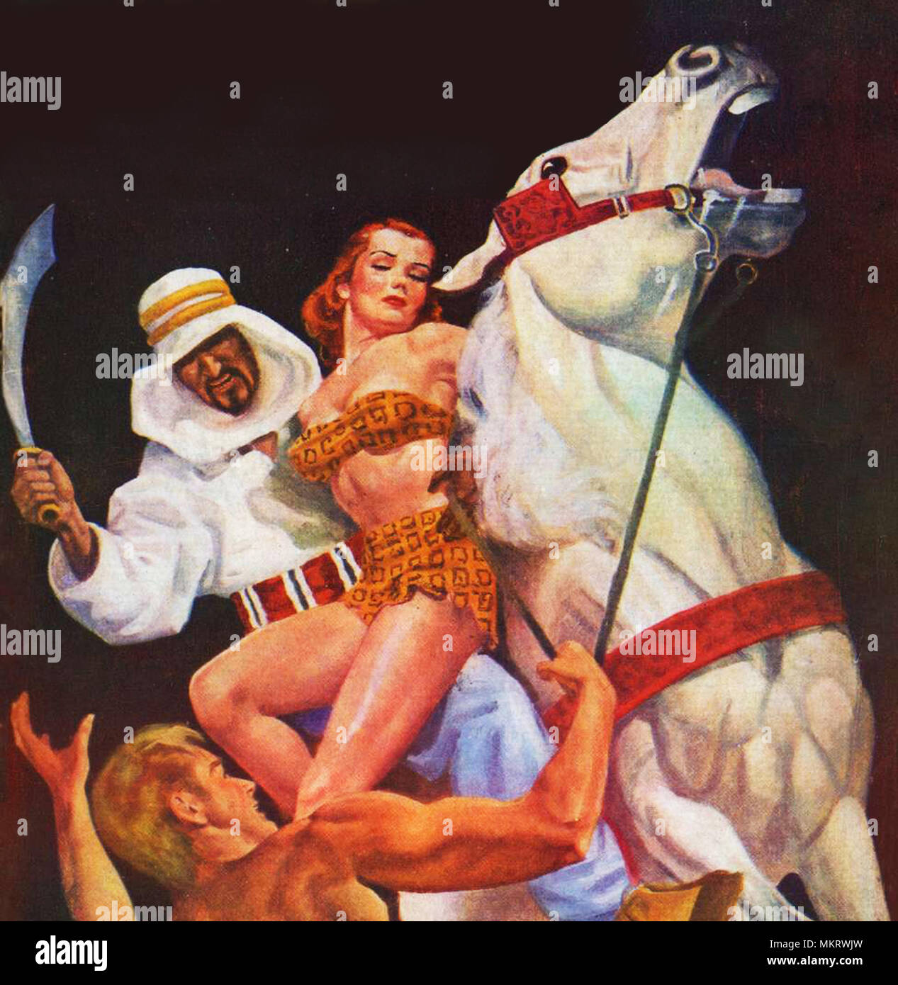 classic pulp fiction art featuring barbarians, animals, heroes and villains. From classic stories featuring Sheena, Gor and other characters. Great for use as fantasy novel or kindle book covers etc Stock Photo