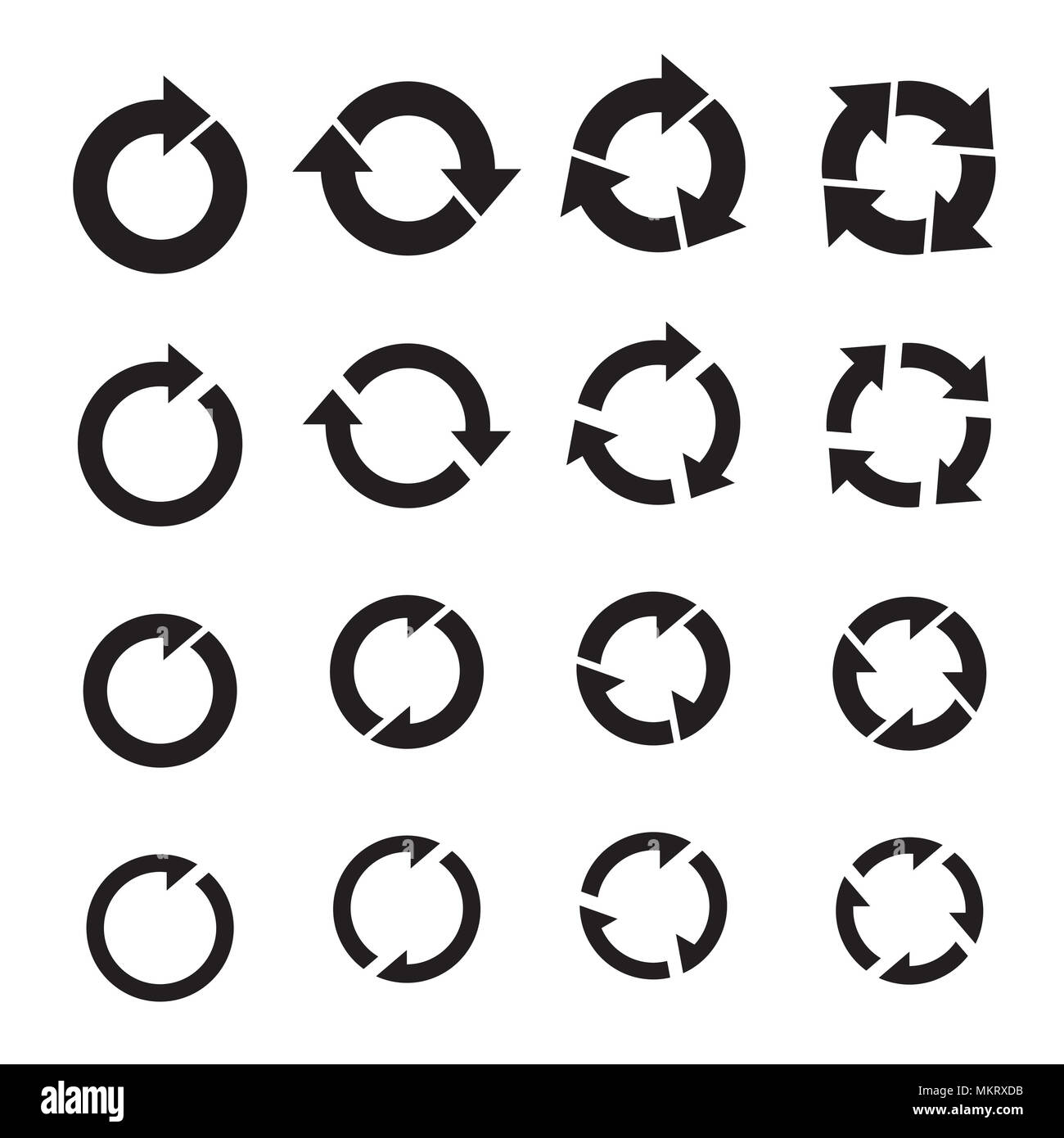 Set of black circle arrows. Vector illustration. Collection of Icons