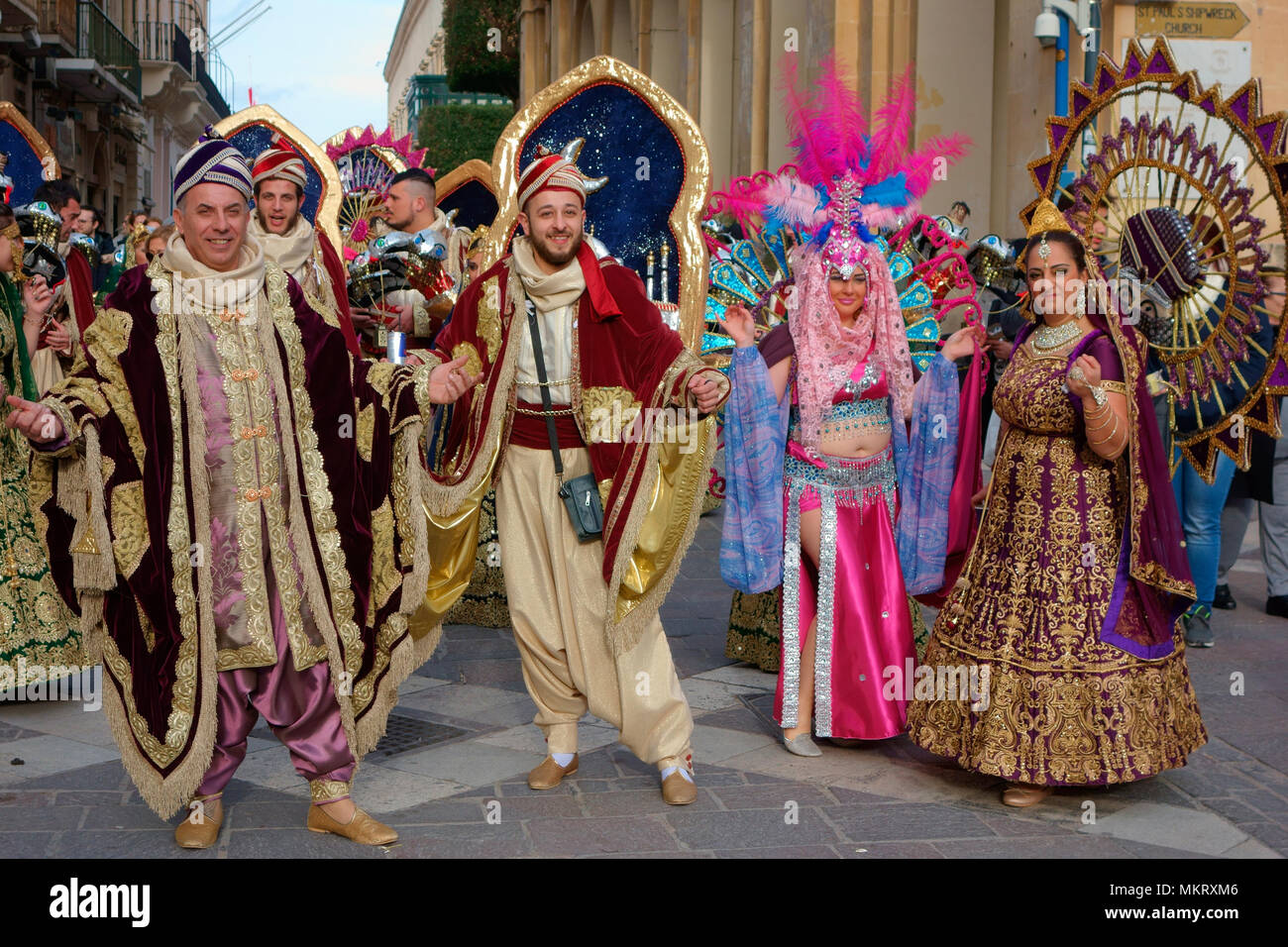 Beautiful carnival costumes during Carnival in Valletta, February 2018