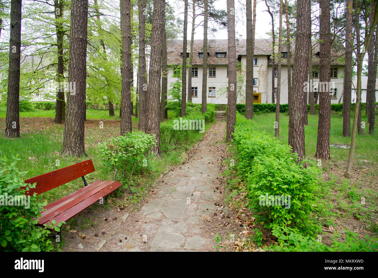 House in the former Nazi German military base, used from 1957 to 1993 by Soviet Union as military communication garrison of Northern Group of Forces o Stock Photo