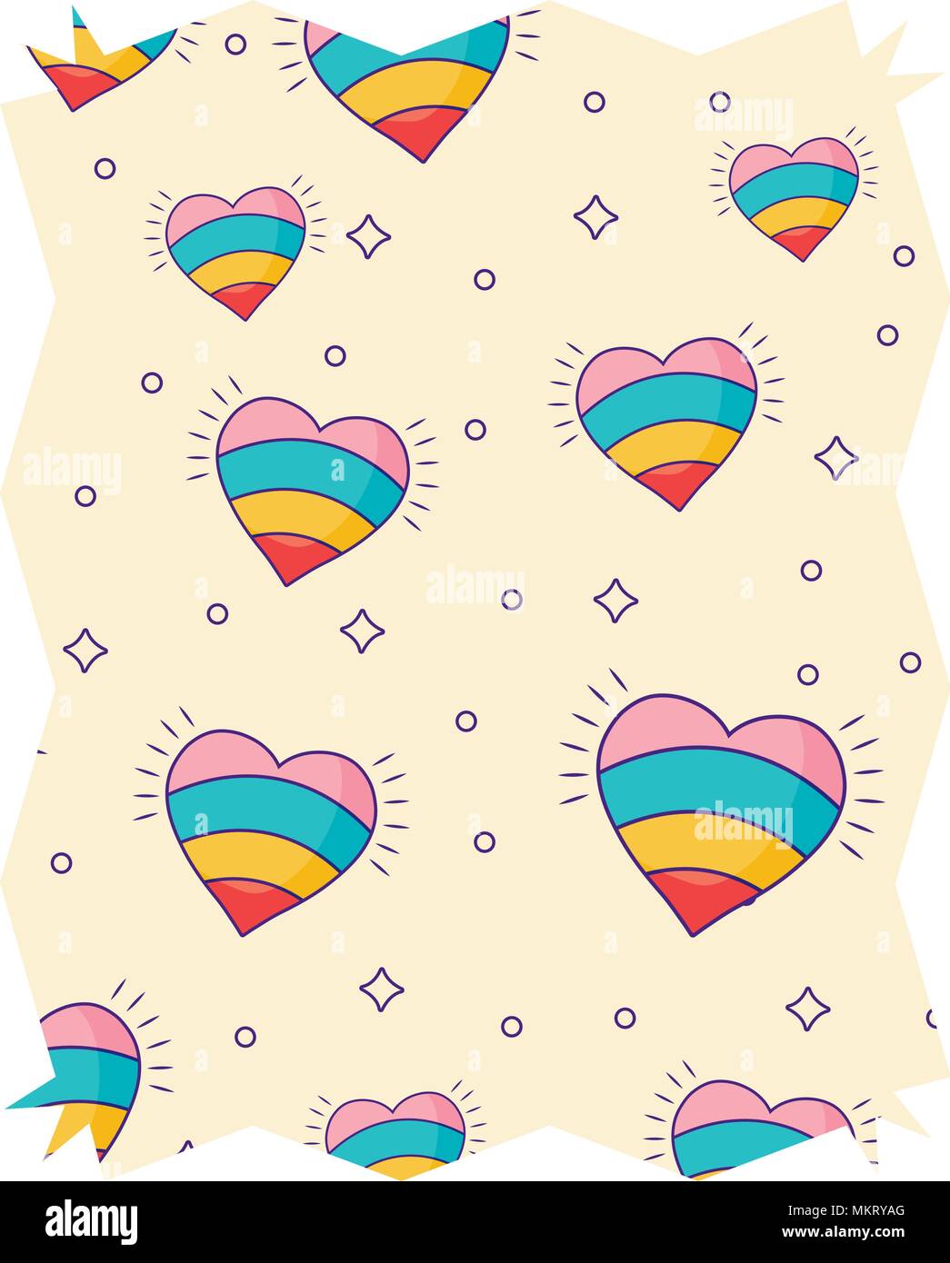 abstract pattern with hearts pattern over white background, vector ...