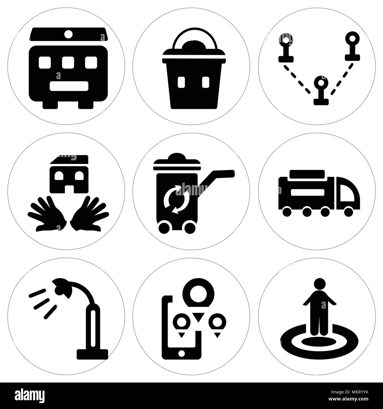 Set Of 9 simple editable icons such as Street view, Map, light, Road ...