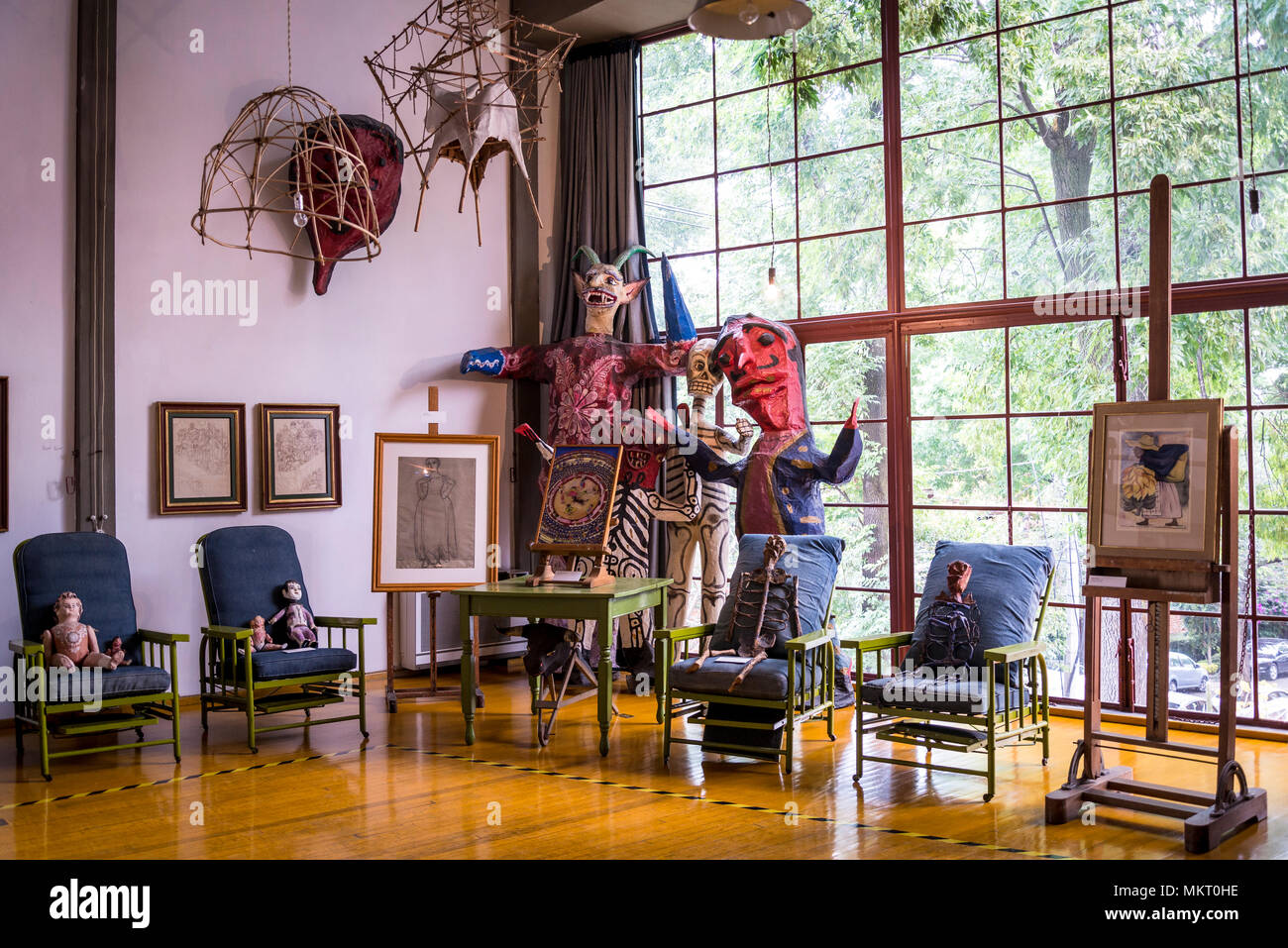 Diego Rivera's studio, House - Studio Museum of Diego Rivera and Frida Kahlo, San Angel, Mexico City, Mexico Stock Photo