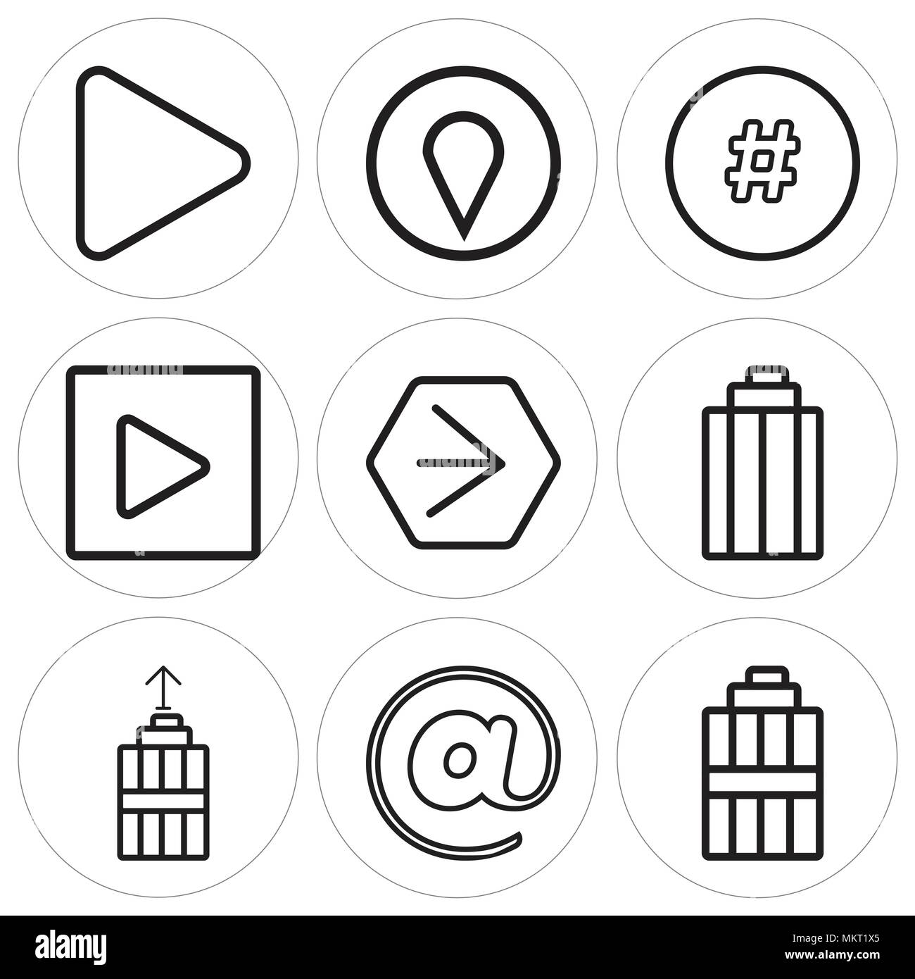 Set Of 9 Simple Editable Icons Such As Garbage At Youtube Play Hashtag Pin Play Button Can Be Used For Mobile Web Stock Vector Image Art Alamy