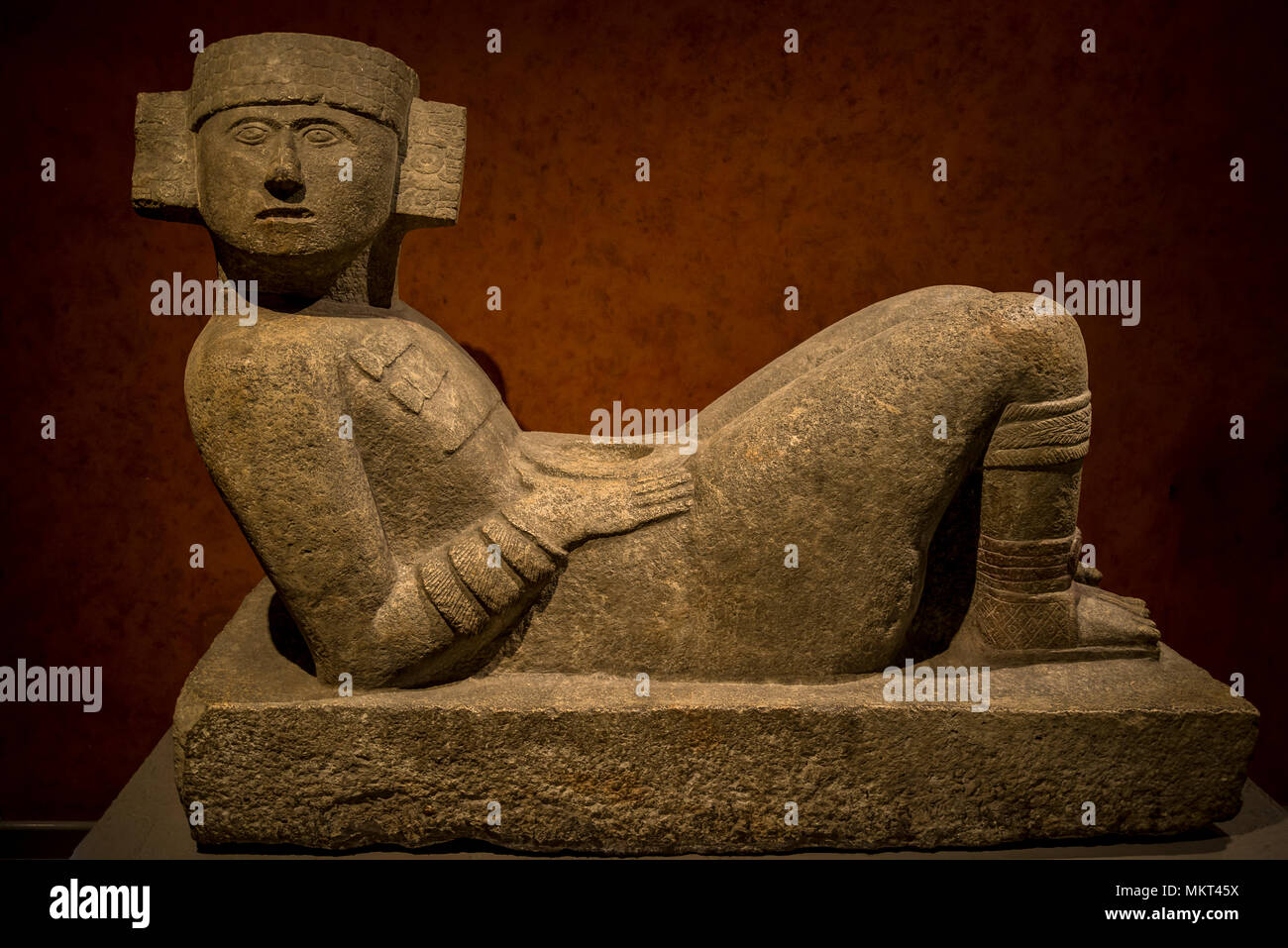Mayan Room, Chac-Mool, mesenger between people and Gods, Chichen Itza, Yukcatan, National Museum of Anthropology, Mexico City, Mexico Stock Photo