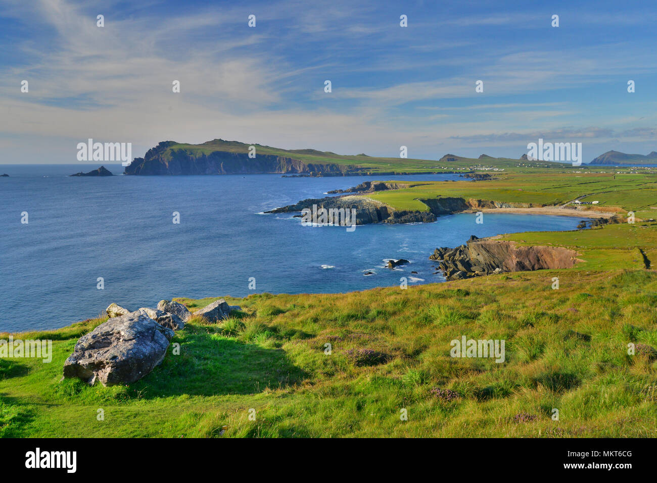 Dunquin  Harbour with Blasket island Stock Photo