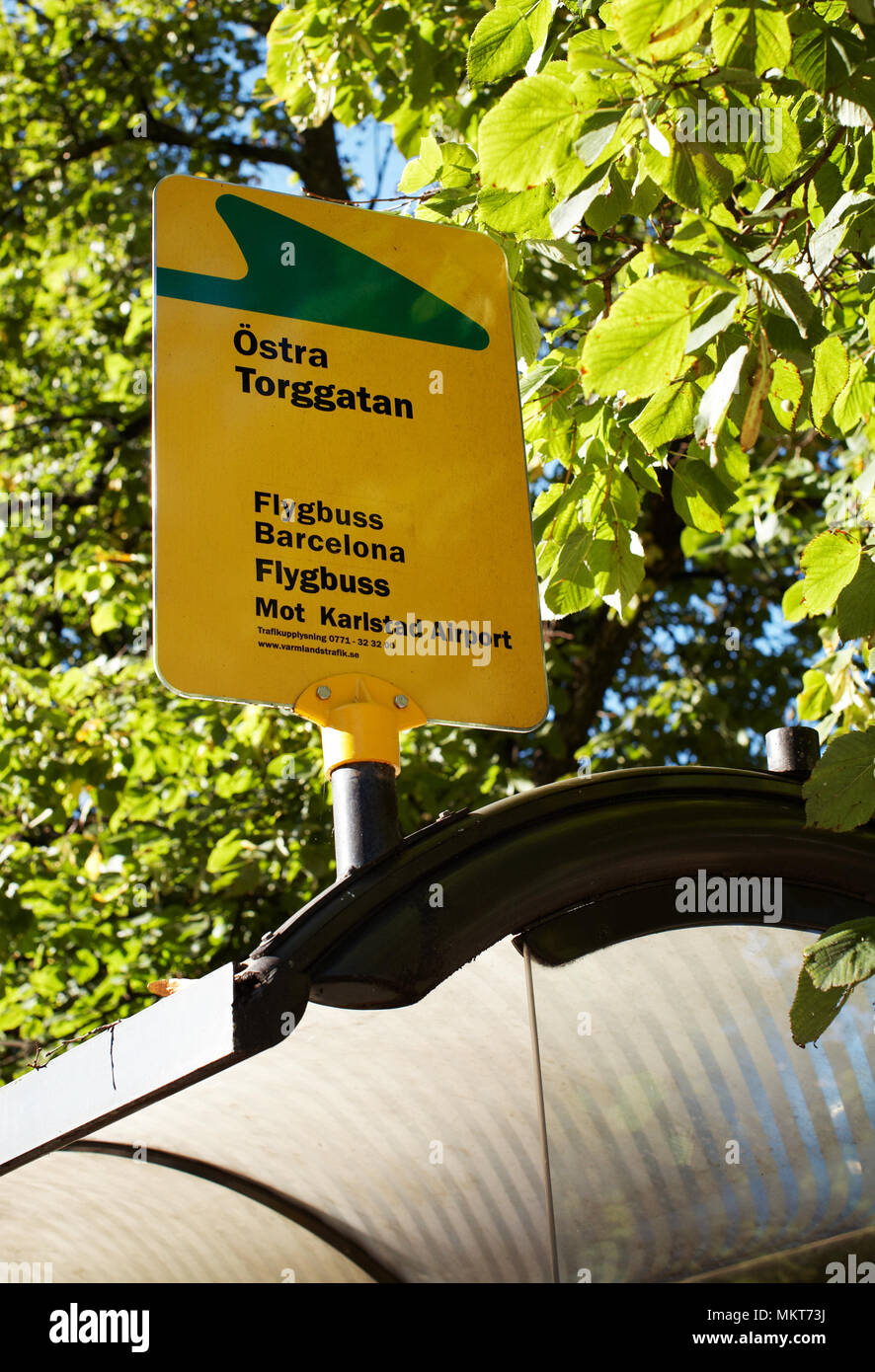September 7, 2012 Karlstad, Sweden The bus stop for the bus to