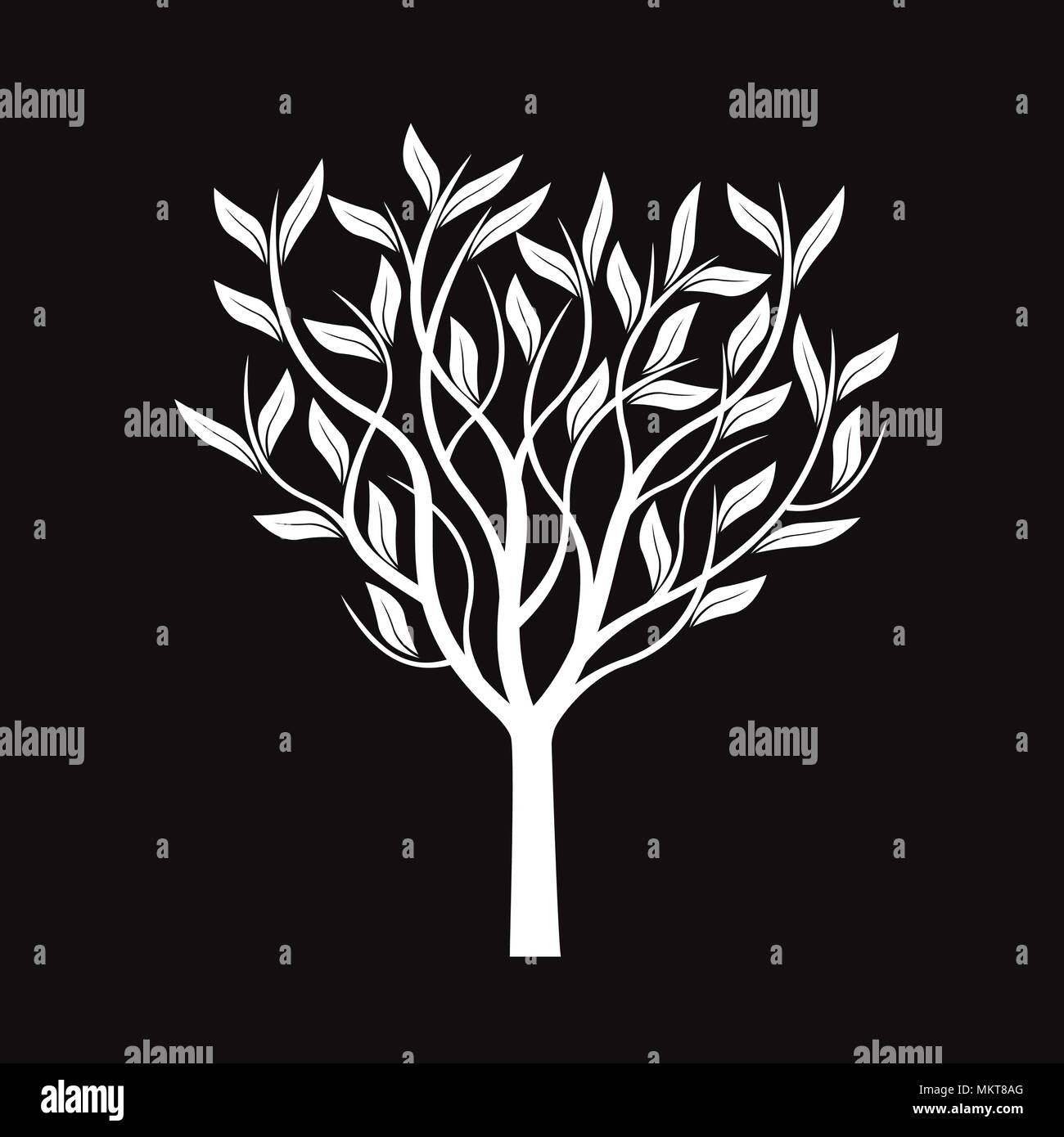 White tree on black background. Vector illustration Stock Photo - Alamy