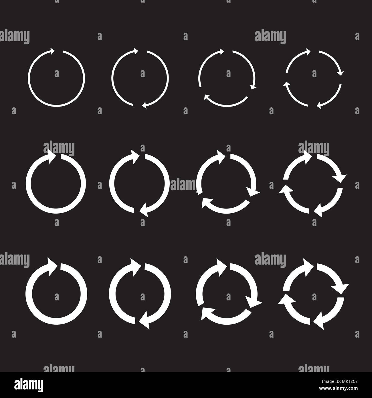 Set of white circle arrows. Vector illustration and Icons Stock Photo ...